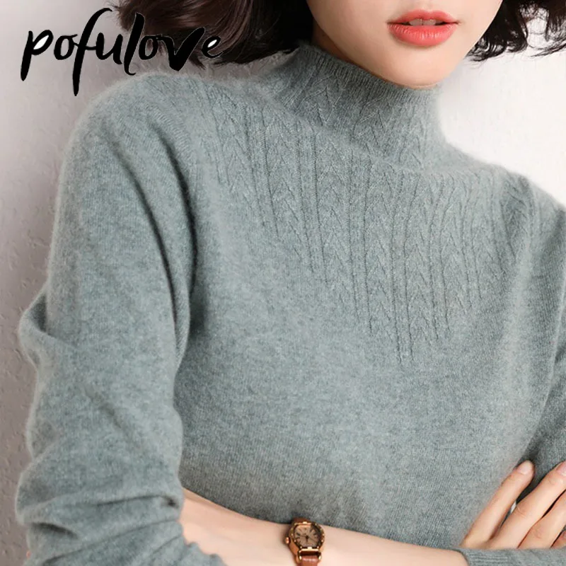 

Sweater Women 2021 New Fashion Pullover Half Turtleneck Sweater Women Knit Bottoming Sweaters Autumn and Winter Top