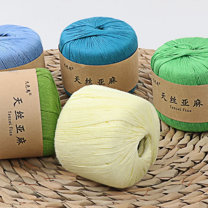 

2pieces 50g±2/ballTencel Linen Thread Hand-Woven DIY Material Package Crochet Cushion Doll Thread Medium Thickness Wool Ball
