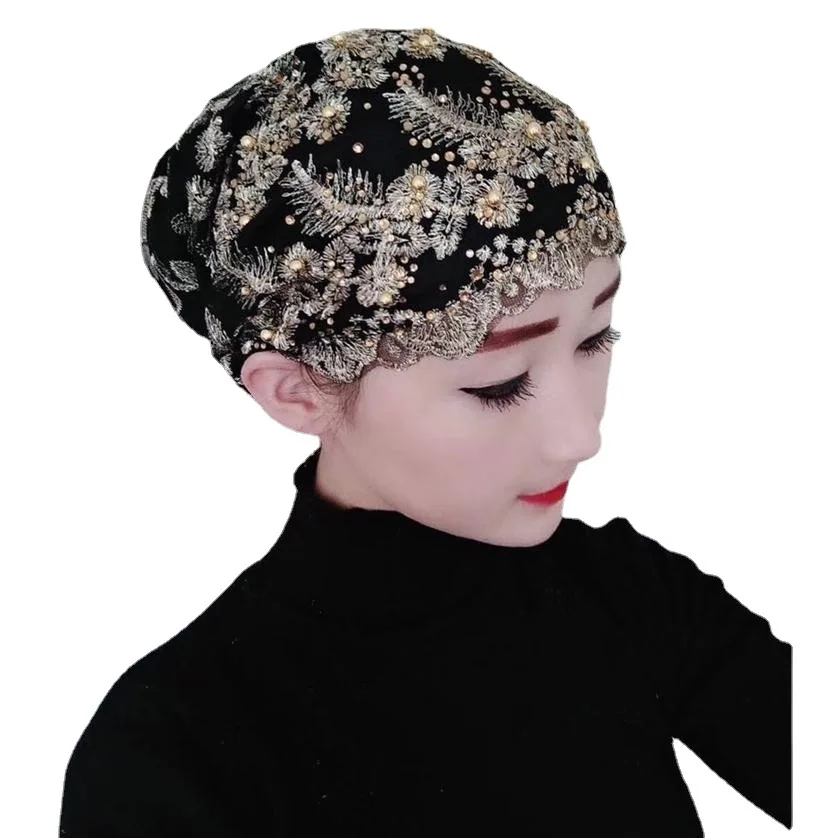 2023 Summer Breathable Turban Cap Exquisite Embroidery Women's Beanies Bonnet Muslim Headscarf Hat Ladies Head Wraps Ready Hijab