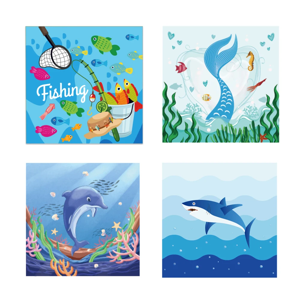 

20pcs/set Boy Blue Shark Dolphin Cartoon Mermaid Birthday Party Disposable Paper Napkins Paper Tissues for Kid Baby Shower Party