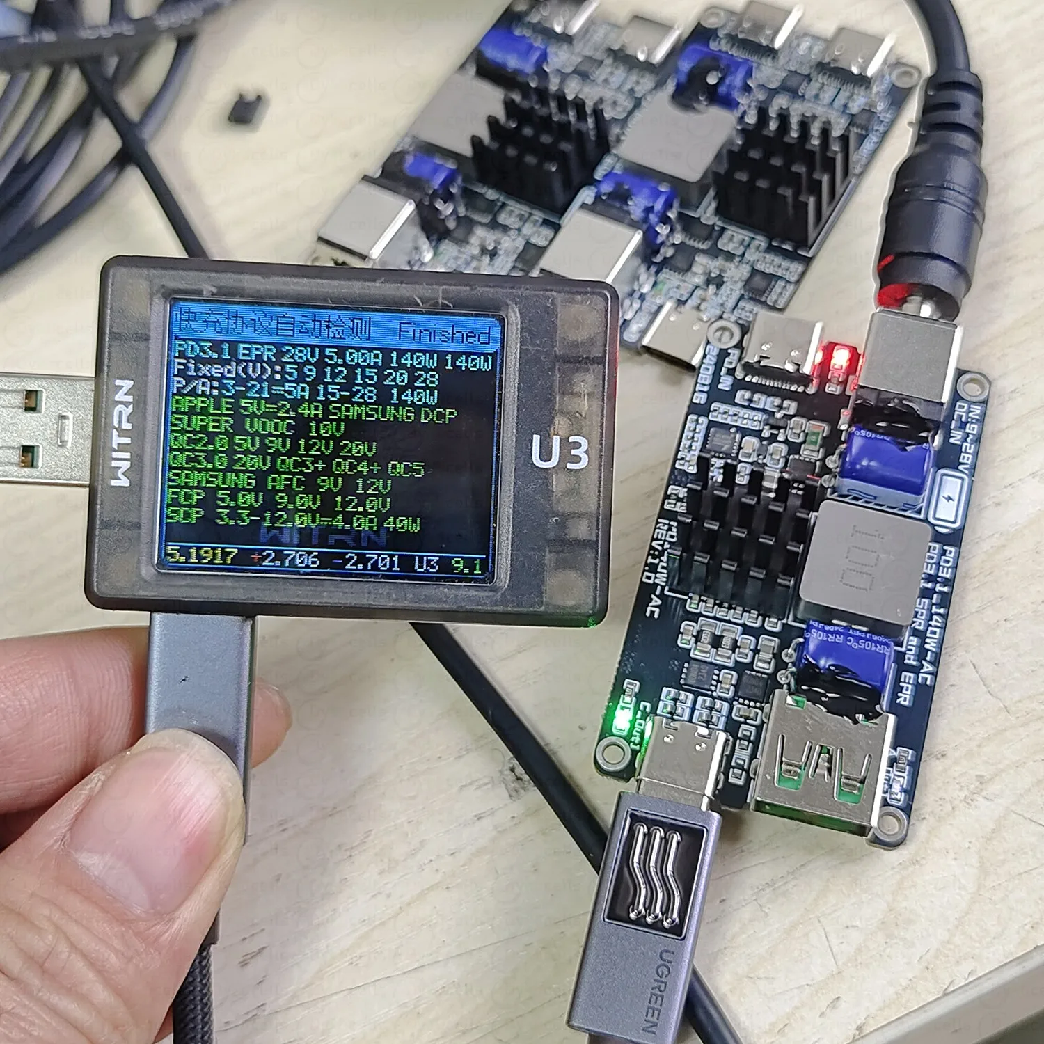 Фото PD3.1 140 Вт (28 в, 5 а), модуль быстрой зарядки PD3.1 140W (28V 5A) Fast Charging Module TYPE-C USB All Protocol Desktop Car Quick Charge PD3.0 QC3.0 QC4+ Mobile phone charger №3