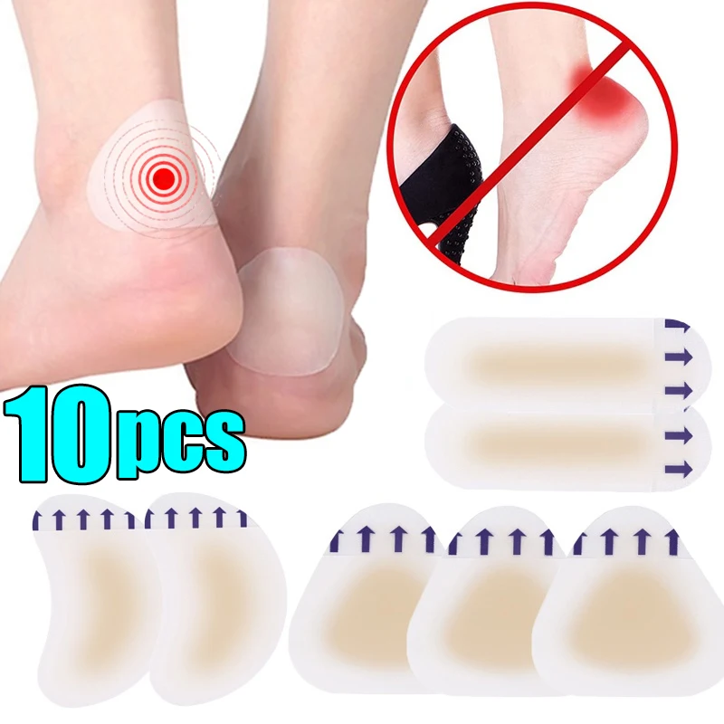 10pcs Gel Shoes Stickers Soft Hydrocolloid Pads Relief Pain Blisters Bunions Corns Calluses Friction Pressure Spots Heel Pain