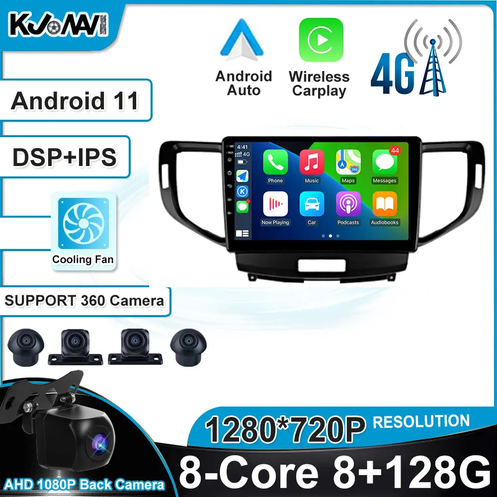 

Carplay 8G+128G Android 11 For Honda Accord 8 2008 2009 2010 2012 Car Radio Multimedia Stereo Player WiFi GPS Navigation NO DVD