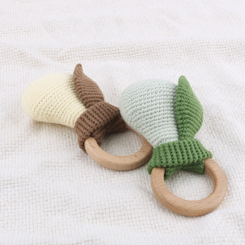 

Crochet Teether Rattle Bell Baby Teething Ring Handbell Mobile Rattle Newborn Gym Toy Infant Soother Sleep Toy