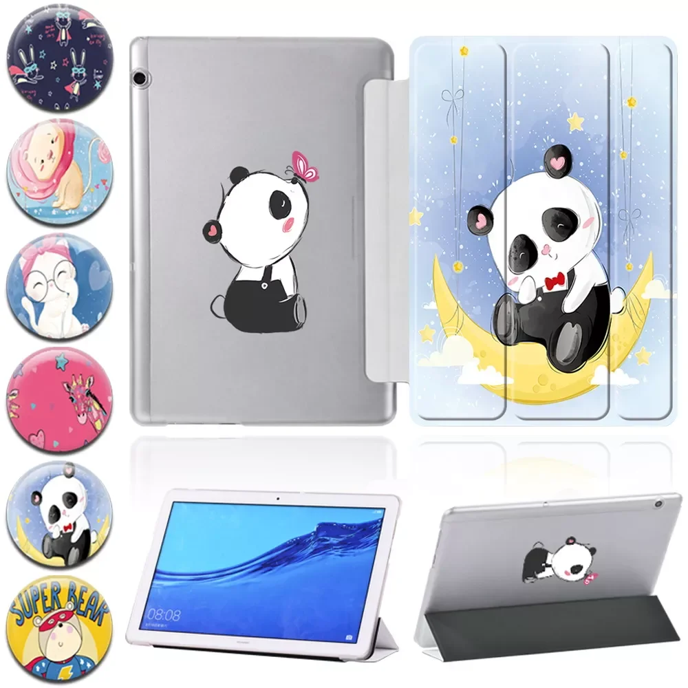 

Cute Cartoon Case for Huawei MediaPad T3 10 9.6-inch PU Leather Folding Trifold Stand Cover for MediaPad T5 10 10.1-inch