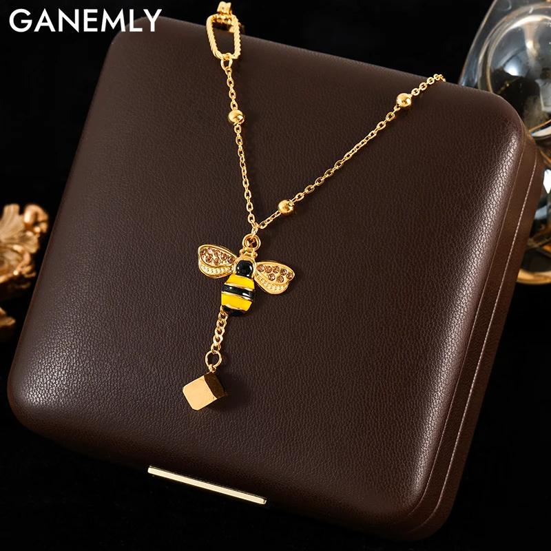 Ожерелье GANEMLY из нержавеющей стали 316L с подвеской в виде пчелы для женщин новинка