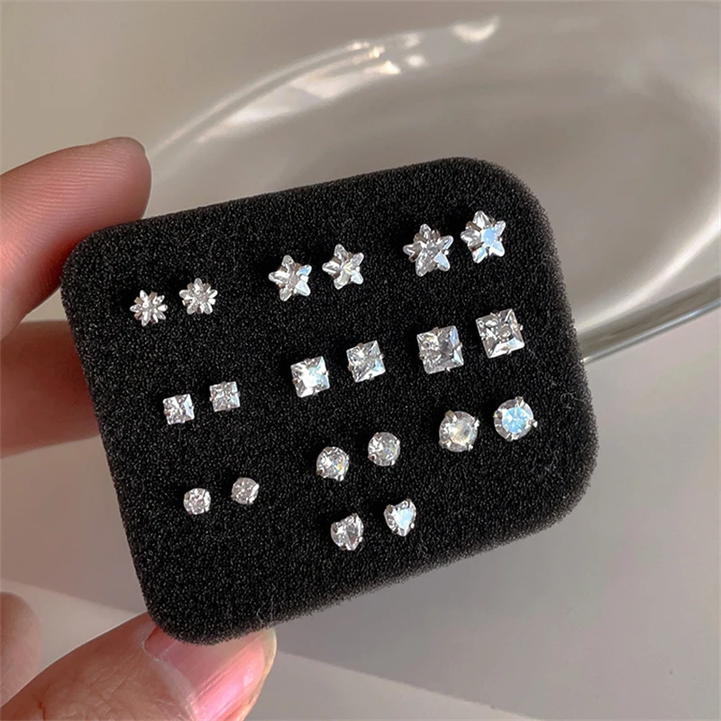 

Fashion Chic Zircon Crystal Star Heart Stud Earrings for Women Girls Aesthetic Jewelry Trend Wedding Party Accessories 2023 New