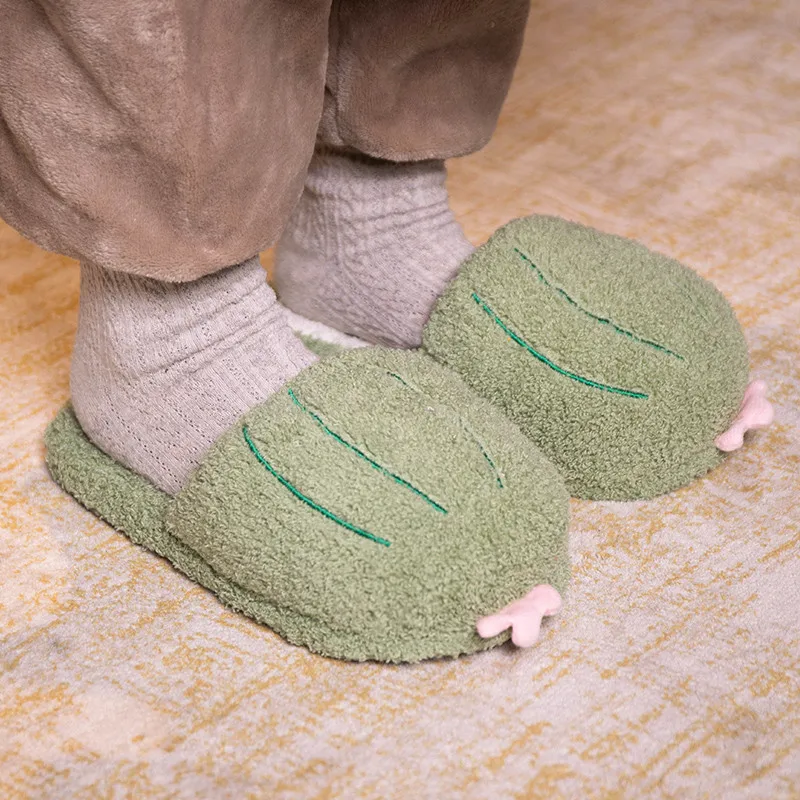 Lovely Multifunctional Cactus Plush Toys Warm Winter Home Floor Soft Plants Women's Funny Slippers Home Cotton Shoes