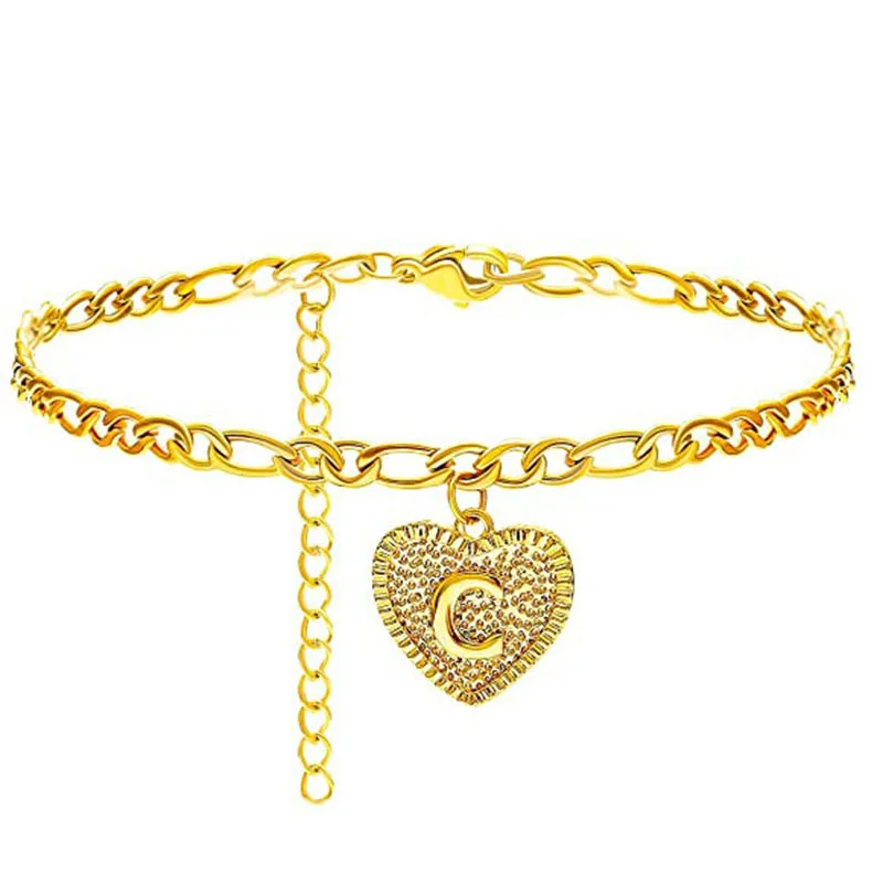 

26pcs/set A-Z Heart Initial Ankle Bracelets for Women Gold Letter Anklet with Initials Gold Anklets for Women Initial Anklets