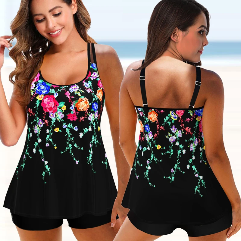Women 2022 Summer Sexy Two Piece Tankini Tie-dyed Swimsuit Female Large Size Print Bikini Set Lady Beach Wear Bath Suit XS-8XL