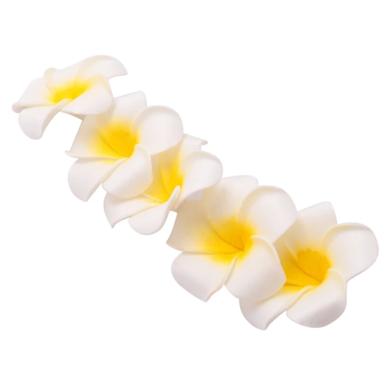 

100Pcs White Foam Hawaiian Frangipani Artificial Plumeria Flower Petals Cap Hair Hat Wreath DIY Wedding Decoration 5Cm