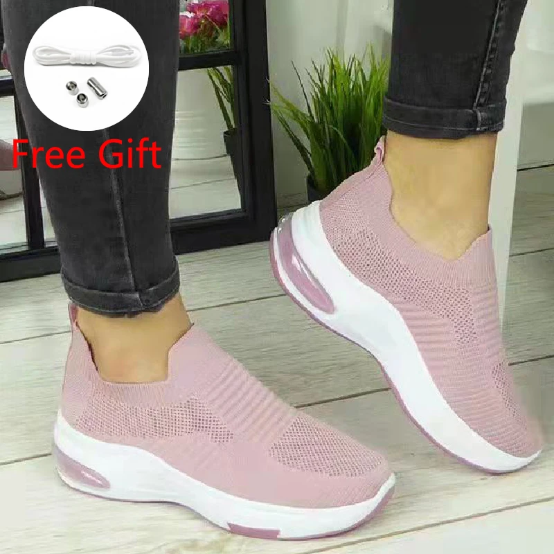 

Туфли женские без шнуровки, дышащие сетчатые, однотонные, плоская подошва, повседневная спортивная обувь, большие размеры, 2022