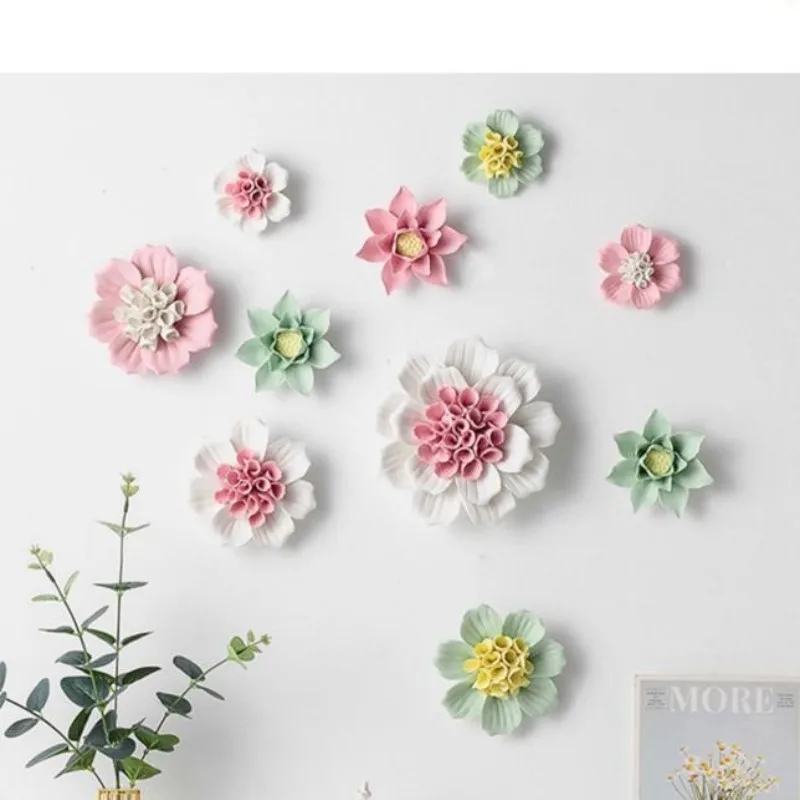 

Ceramic impatiens and spring flowers, wall decoration wall hanging, living room, bedroom wall, TV background wall stickers