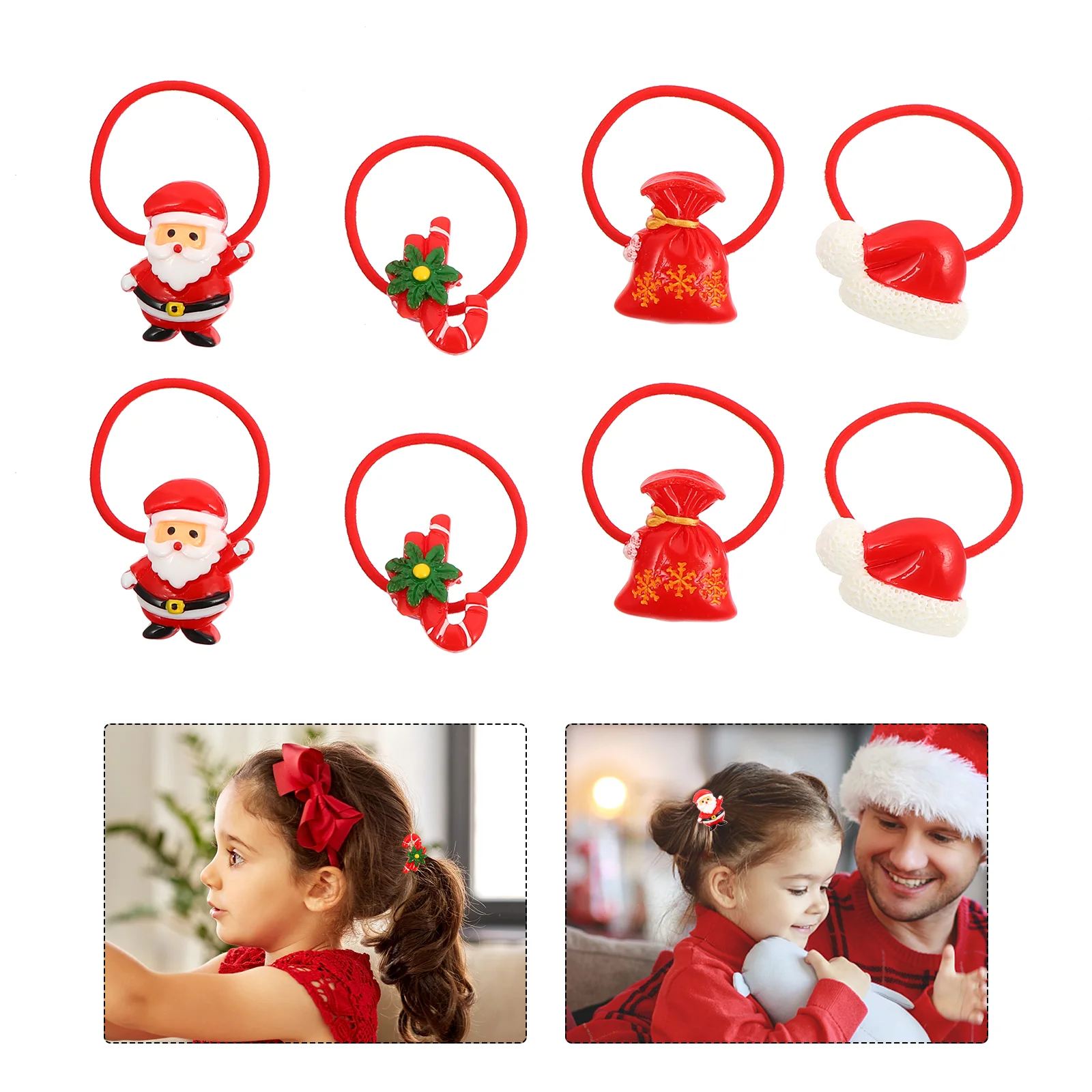 

Hair Christmas Accessories Tie Ties Slices Bows Ribbon Party Scrunchies Holiday Rope Kid Elastic Rings Girl Baby Band Child