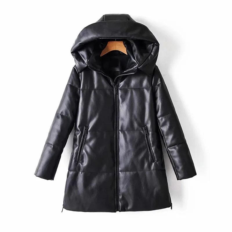 

FURSARCAR Loose Fit Leather Brief Warm Woolen Coat Parkas New Hooded Long Sleeve Women Fashion Tide Autumn Winter 2022