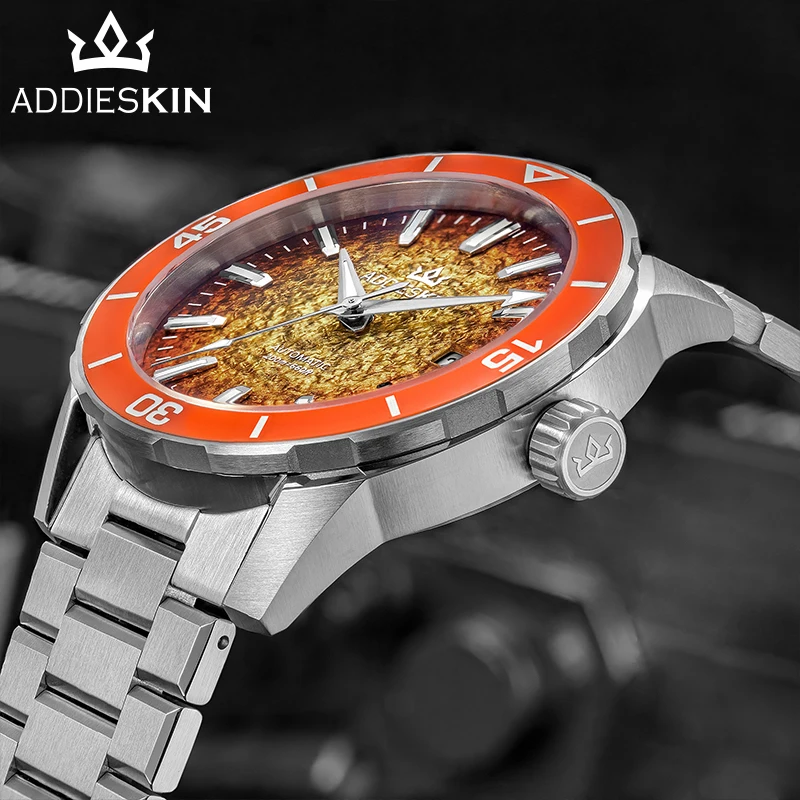 Фото Автоматические механические часы AddiesKinLuxury для мужчин, японский механизм Miyota 9015, сапфировое стекло, нержавеющая сталь, водонепроницаемые часы 200 м №4