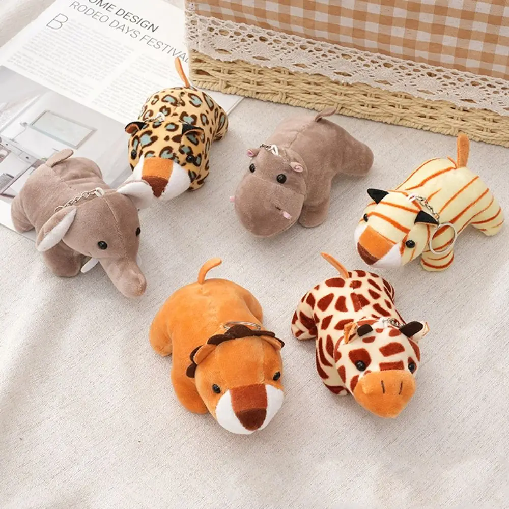 

Cute Forest Animals Stuffed Doll Keychain Plush Jungle Series Animal Lion Tiger Elephant Toys Pendant Keychain Kids Gift