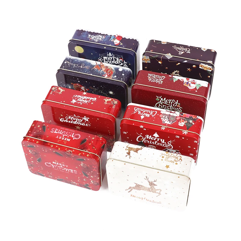 Empty Cookie Tin Candy Tin Box For 2024 Christmas Candy Biscuit Bag Party Treat Bag Christmas Gift Box
