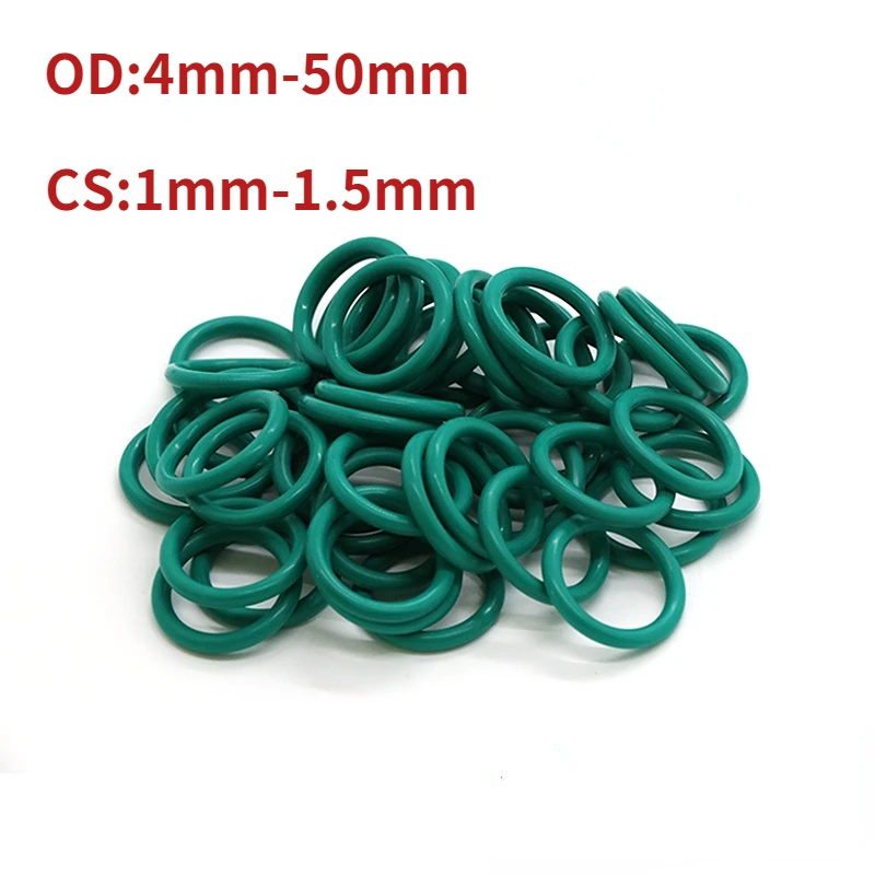 

10pcs CS 1mm 1.5mm O-Ring Washer Oil Proof O Ring Seal OD 4mm-50mm FKM Green Buffer Sealing Ring Gasket
