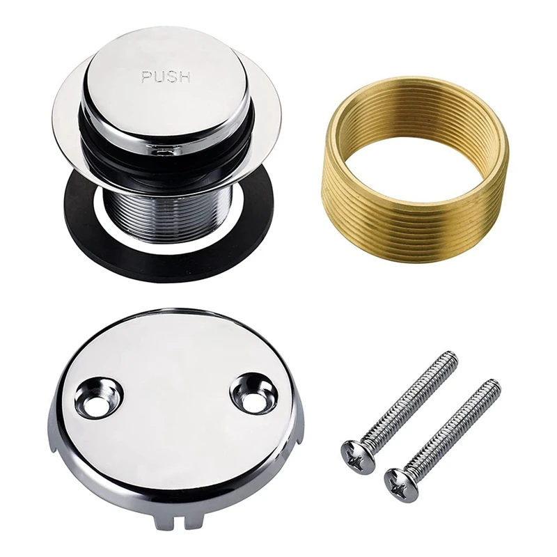 

HOT SALE Chrome Tip Toe Bathtub Tub Drain Conversion Kit Assembly, Tub Drain Trim Kit With Two Hole Overflow Faceplate