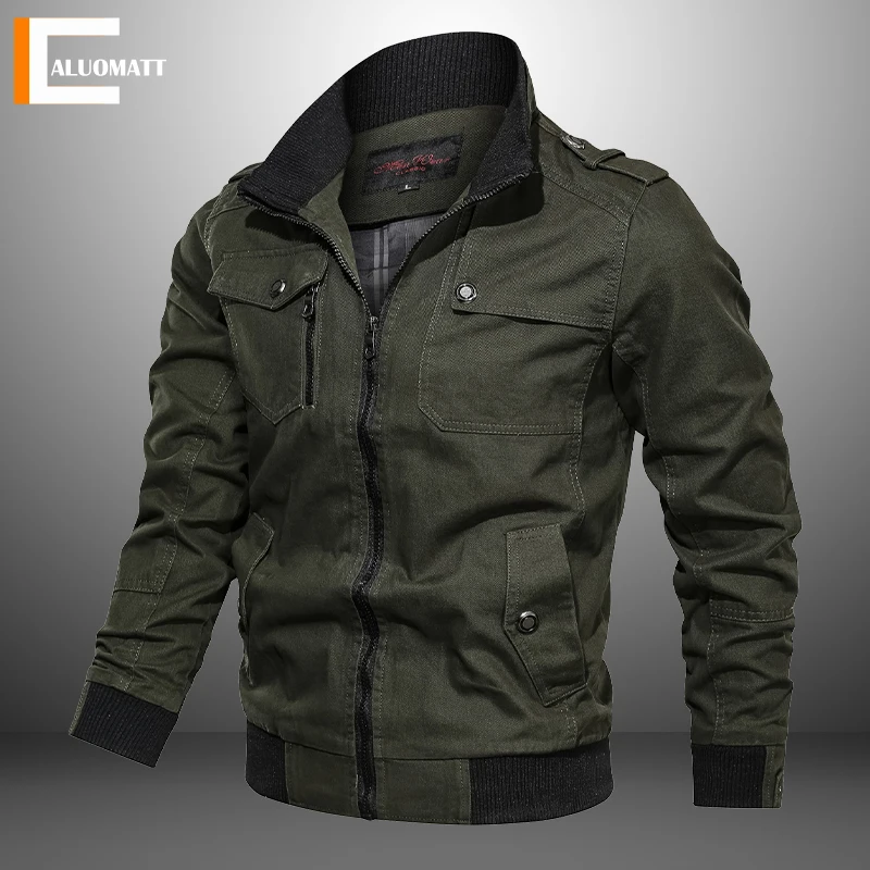 

2022 New Men's Jackets Spring Autumn Multi-pocket Military Bomber Jacket Male Casual Air Force Flight Coat Male Plus Size 5XL