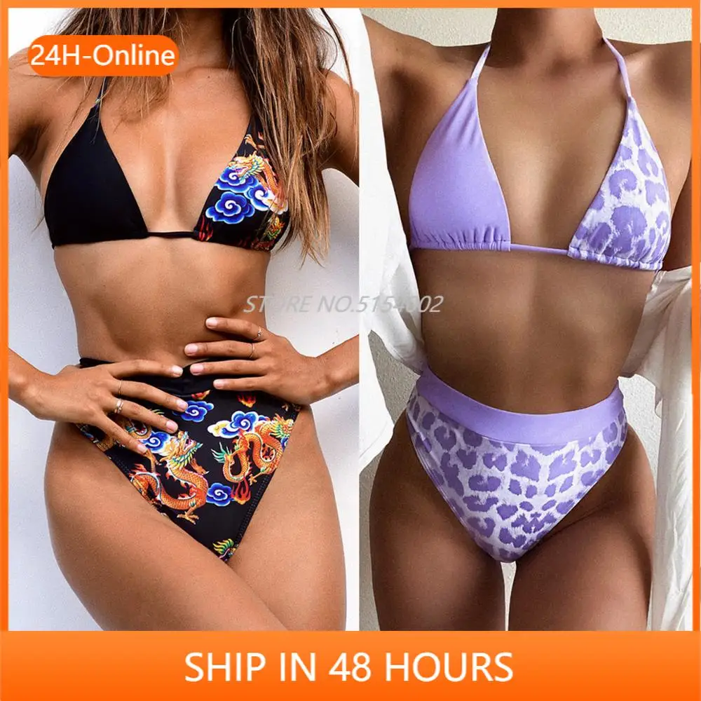 

High Quality 2021 New women black purple sexy Print bikini Bandage Bodysuit biquini Evening bodycon Party Jumpsuits wholesale