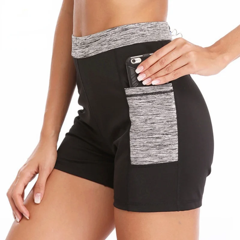 

Women Sport Shorts Phone Pocket Gym Pants Sweat Neoprene Sauna Shorts Hot Workout Pant Slimming Legging Capris Shorts