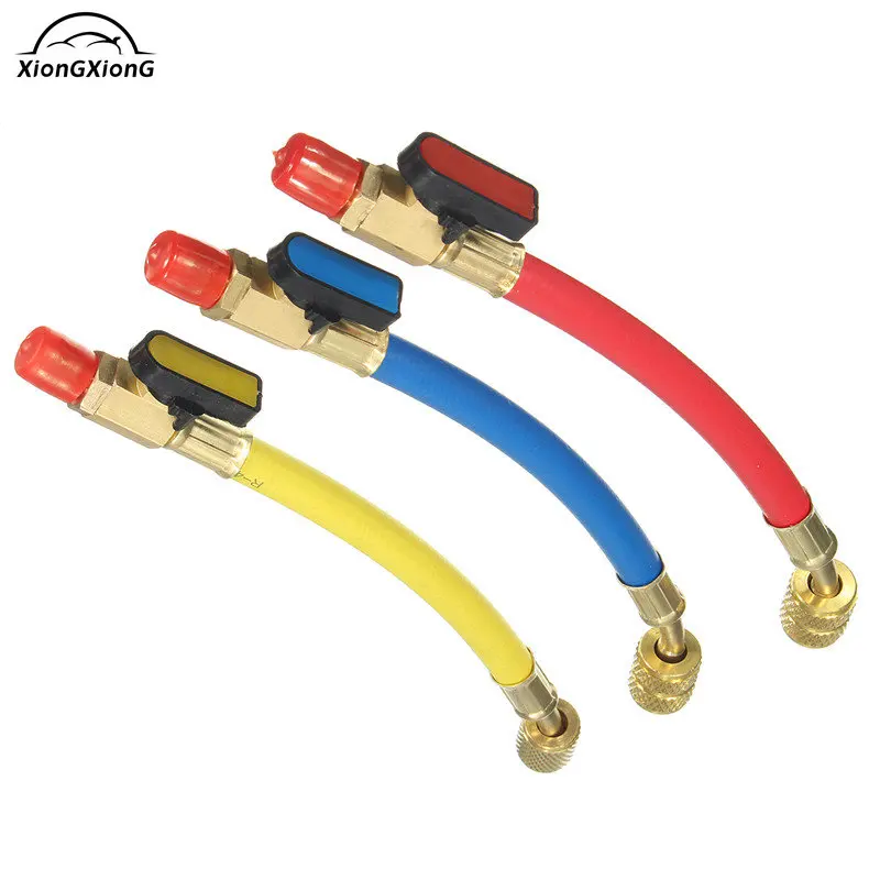 19cm Car Refrigeration Air Conditioning AC Diagnostic Manifold Pressure Gauge Hoses Tool Set R134A 800PSI Manifold Gauge Set