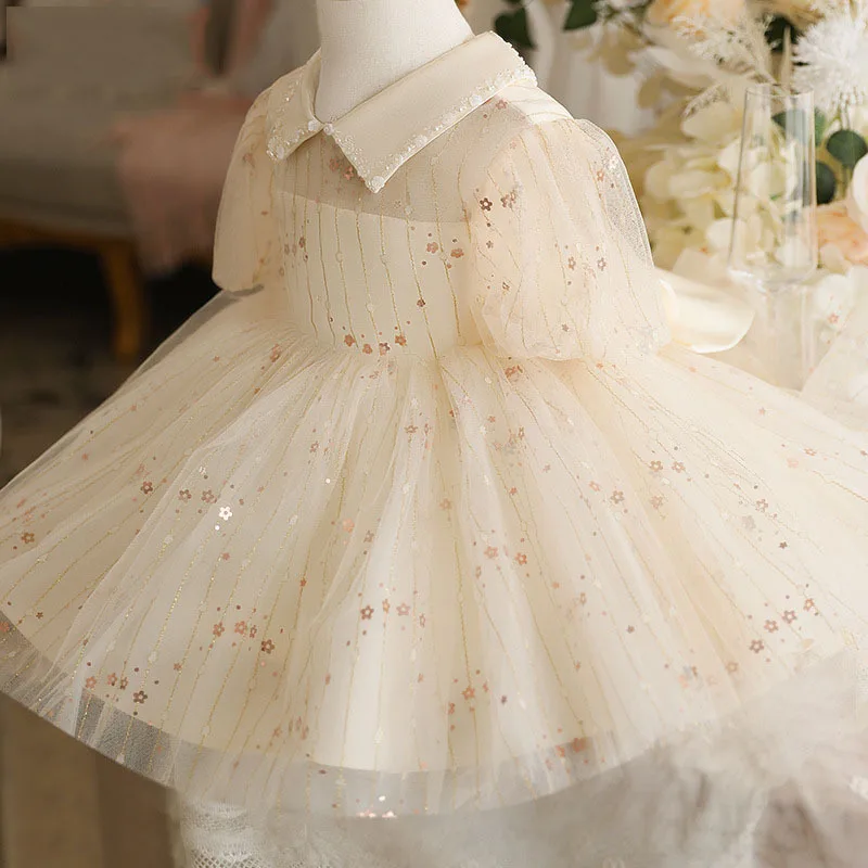 

One year old children's dress baby summer host catwalk piano playing foreign style girl Pengpeng princess dress