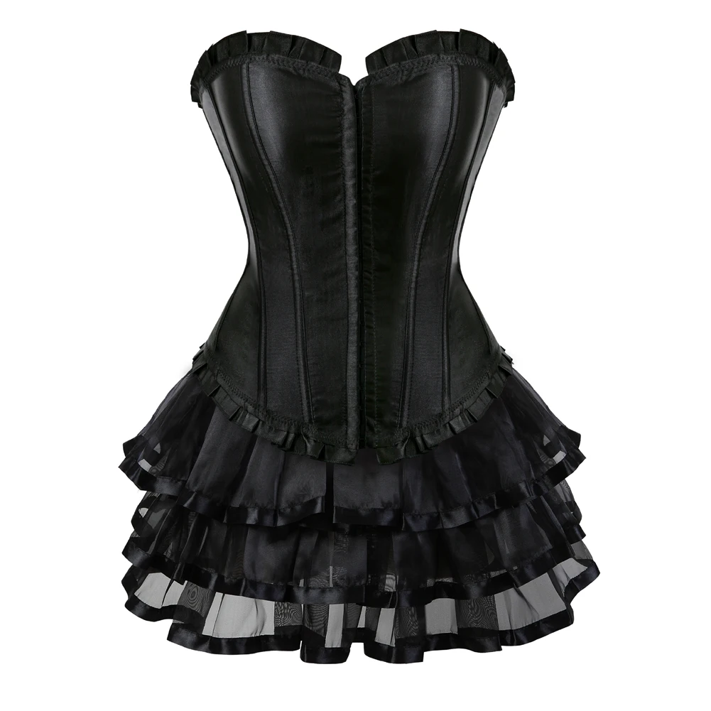 

Gothic Corset Skirt for Women Steampunk Halloween Bustiers Dress Korsage Sexy Lace Up Boned Classic Clubwear Carnival Costume
