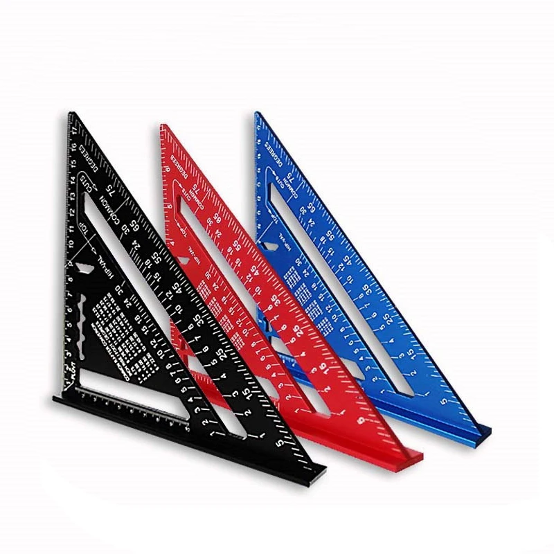 Triangular Ruler Triangle Ruler Protractor Square Ruler Aluminum Alloy Woodworking Measuring Tools Gauges Carpentry Inch Metric