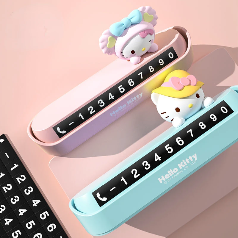 

Hellokitty Car Temporary Parking Number Plate Cartoon Cute Car Lady Car Moving Stop Sign Phone Card