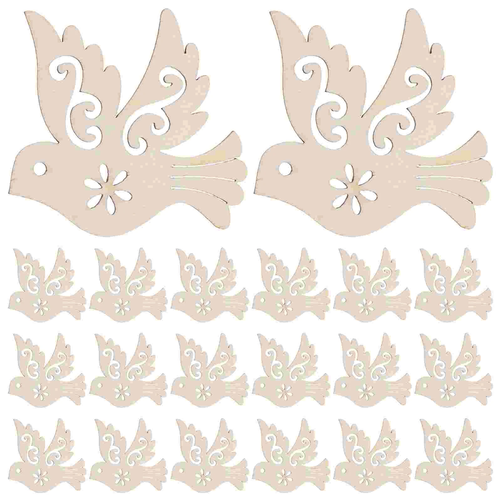 

50 Pcs Peace Dove Accessories Hollow Pigeon Wood Chips Decor Wooden Slices Wedding Decorations Unfinished Ornaments