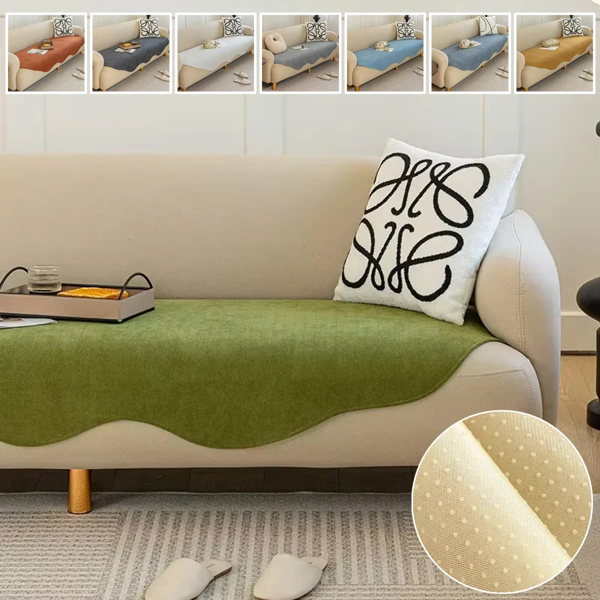 Чехол для дивана из синели нескользящее всесезонное универсальное L-образное