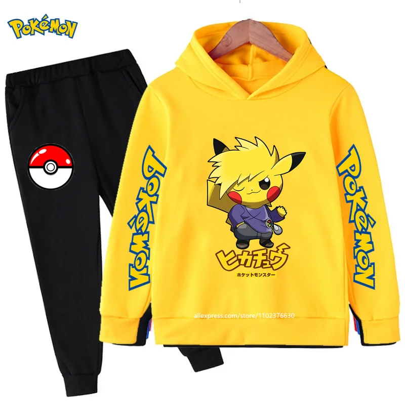 

Takara Tomy Pokemon Anime Kid Pullover Hoodie Pikachu Hooded Sweatshirt Autumn Spring Warm Streetshirt Boutique Kids Clothing