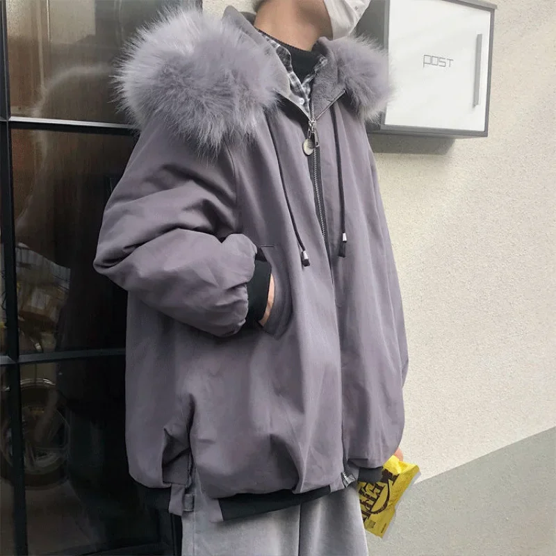 Мужская зимняя куртка корейская модная стеганая средней длины на флисовой