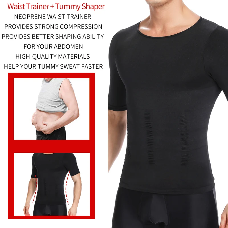 Men's Compression Shirt Undershirt Slimming Tank Top Workout Vest Abs Abdomen Slim Body Shaper Waist Trainer Shapewear Underwear