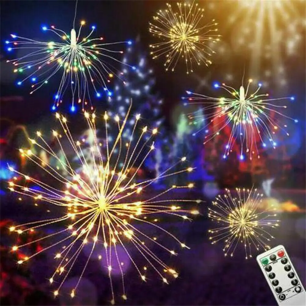 

DC6V Hanging Solar Firework Lights 8 Modes 200 Led Fairy String Light For Outdoor Path Lawn Garden Decoration