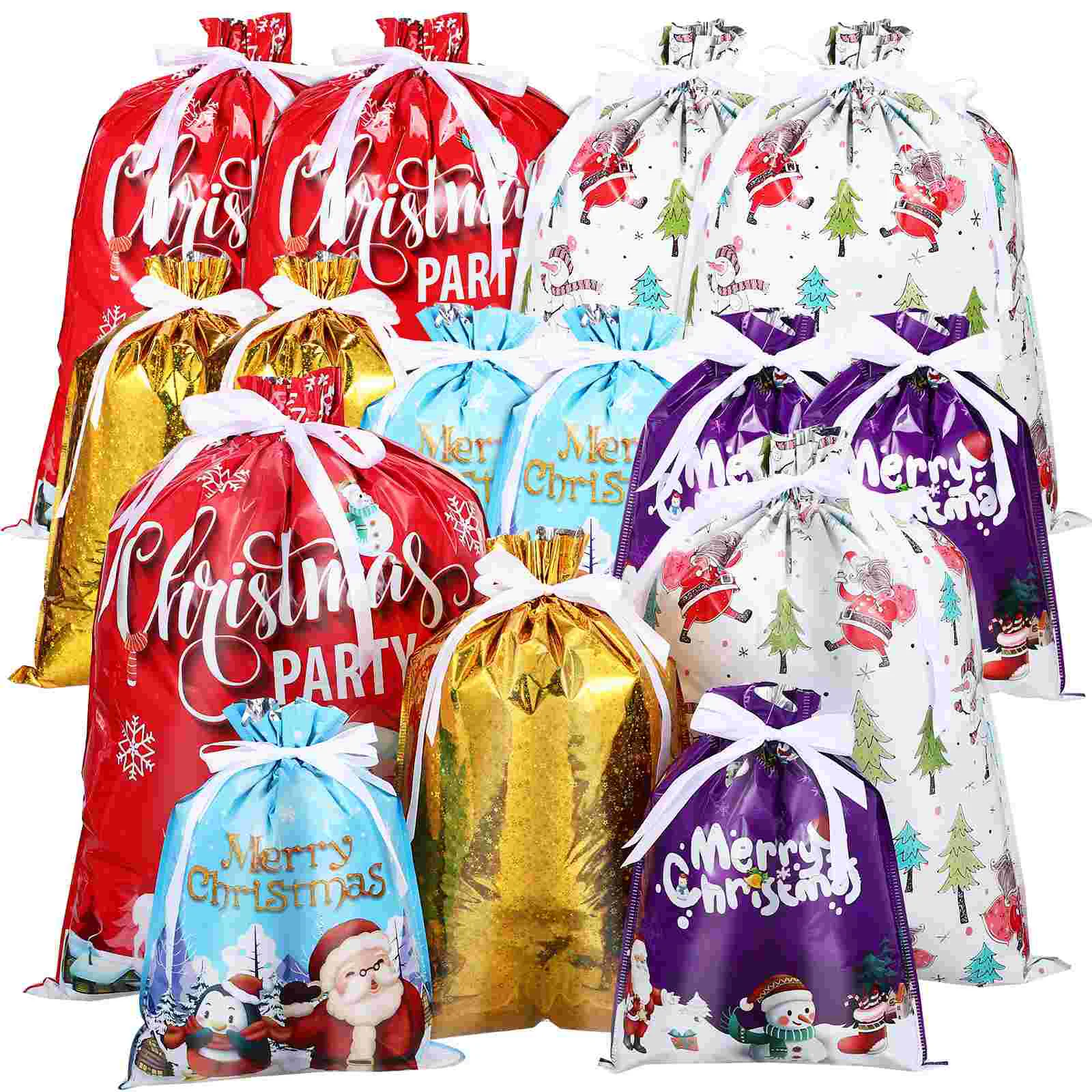 

15 Pcs Christmas Gift Bag Wrap Bags For Gifts Wrapping Treats Goodie Packing Favor