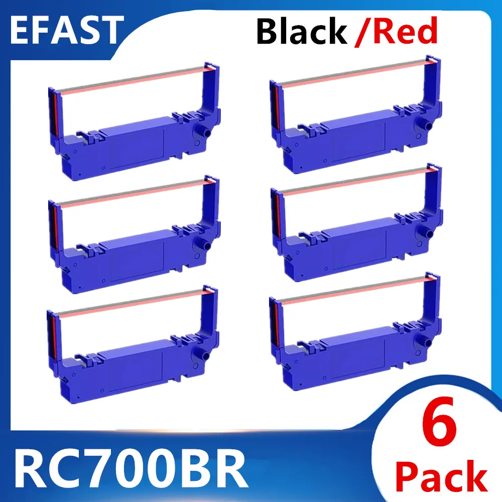 

6-Pack Compatible SP700 Printer B/R Replacement for Star SP-700BR, RC-700BR, SP-712, SP-742 Nylon Ink Ribbon (Black and Red)