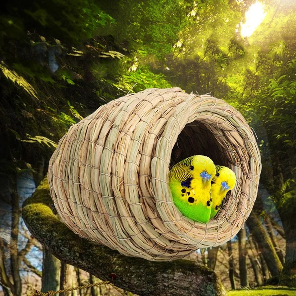 1pc parrot nest straw bird nest natural handmade warm pigeon house bedroom courtyard bird cages supplies bird cage accessories free global shipping