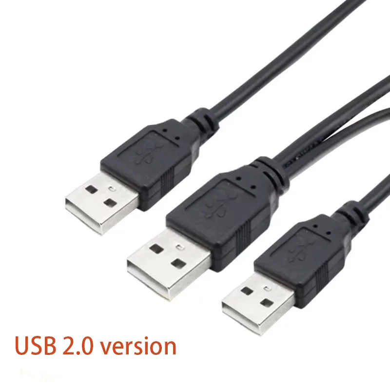 Фото Поставка черного цвета 0,5 м USB 2.0 3.0 Dual USB Male to Micro Mini USB A B C male Портативный кабель для хранения устройств с блоком питания №2