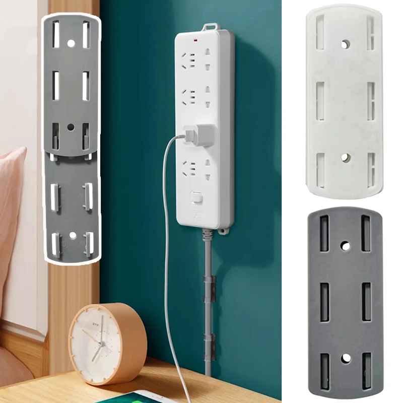 

Wall-Mounted Self-Adhesive Socket Fixer Strip Holder Cable Wire Organizer Racks Holder Plug Punch-free Storage Accessories