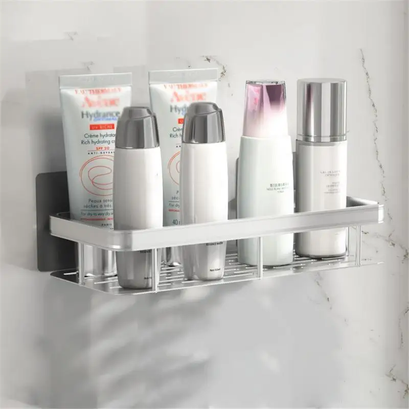 

Toilet Organizer Corner Shelf Hollow-out Design Punch-free Sundries Holder Waterproof Multifunctional Shampoo Shelf Anti-rust