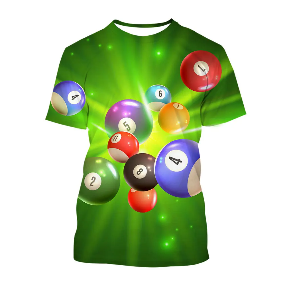 

New Summer Tide Fashion Billiard Picture Men T-Shirts Casual 3D Print Tees Hip Hop Personality Round Neck Short Sleeve Tops
