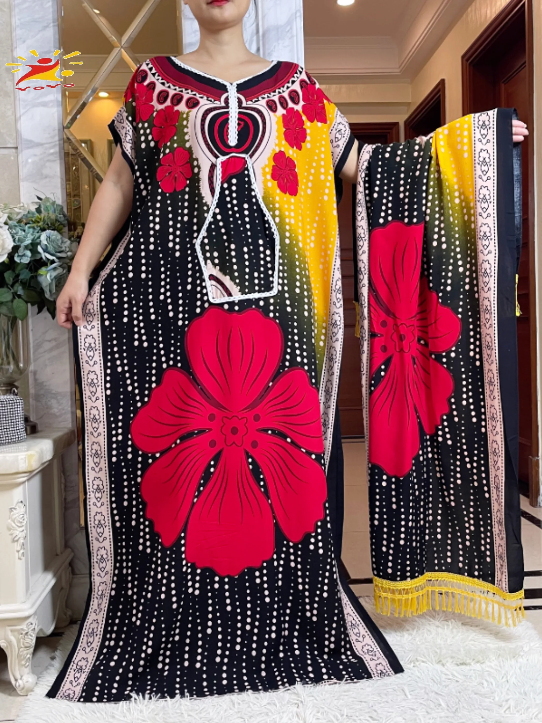 2025Вечеринка Абая Хлопковое Платье С Большим Шарфом Дубай Турция Кафтан