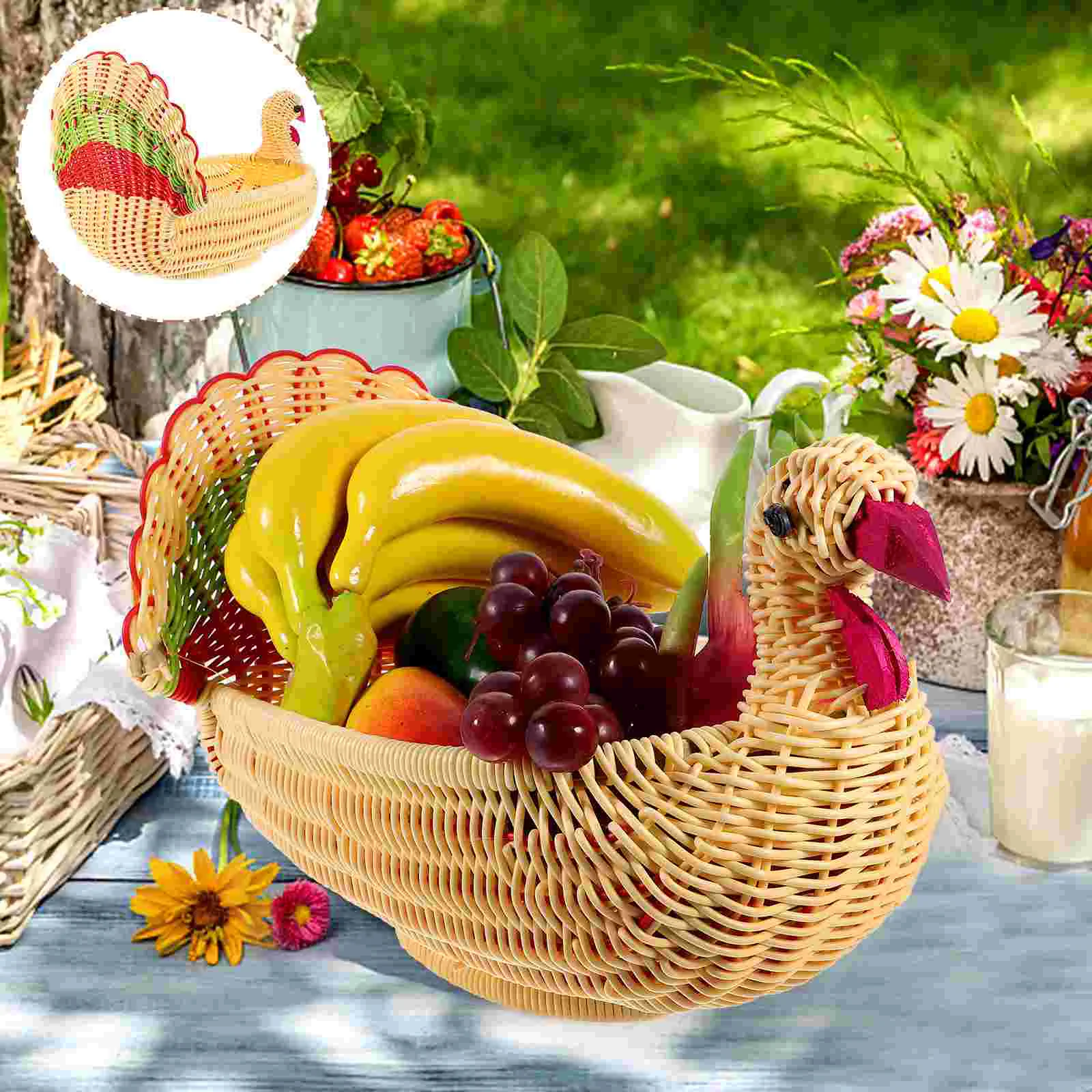 

Fruit Basket Imitation Woven Storage Baskets Snacks Bread Rattan Practical Food Pallet