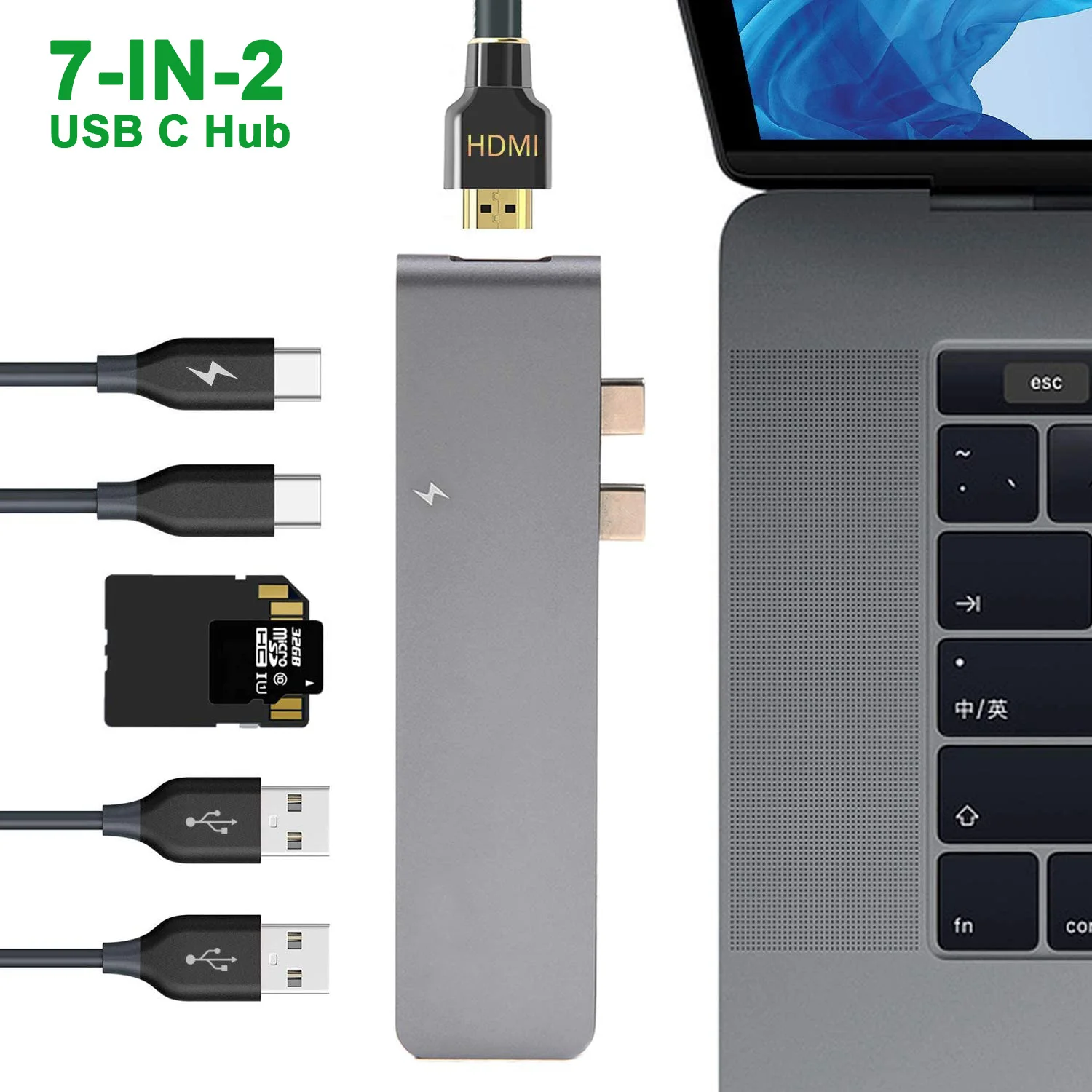USB C Hub Thunderbolt 3 Docking Station with 4K HDMI Daul Type C TF/SD Reader PD Charging for MacBook Pro/Air M1 Usb Adapter Hub