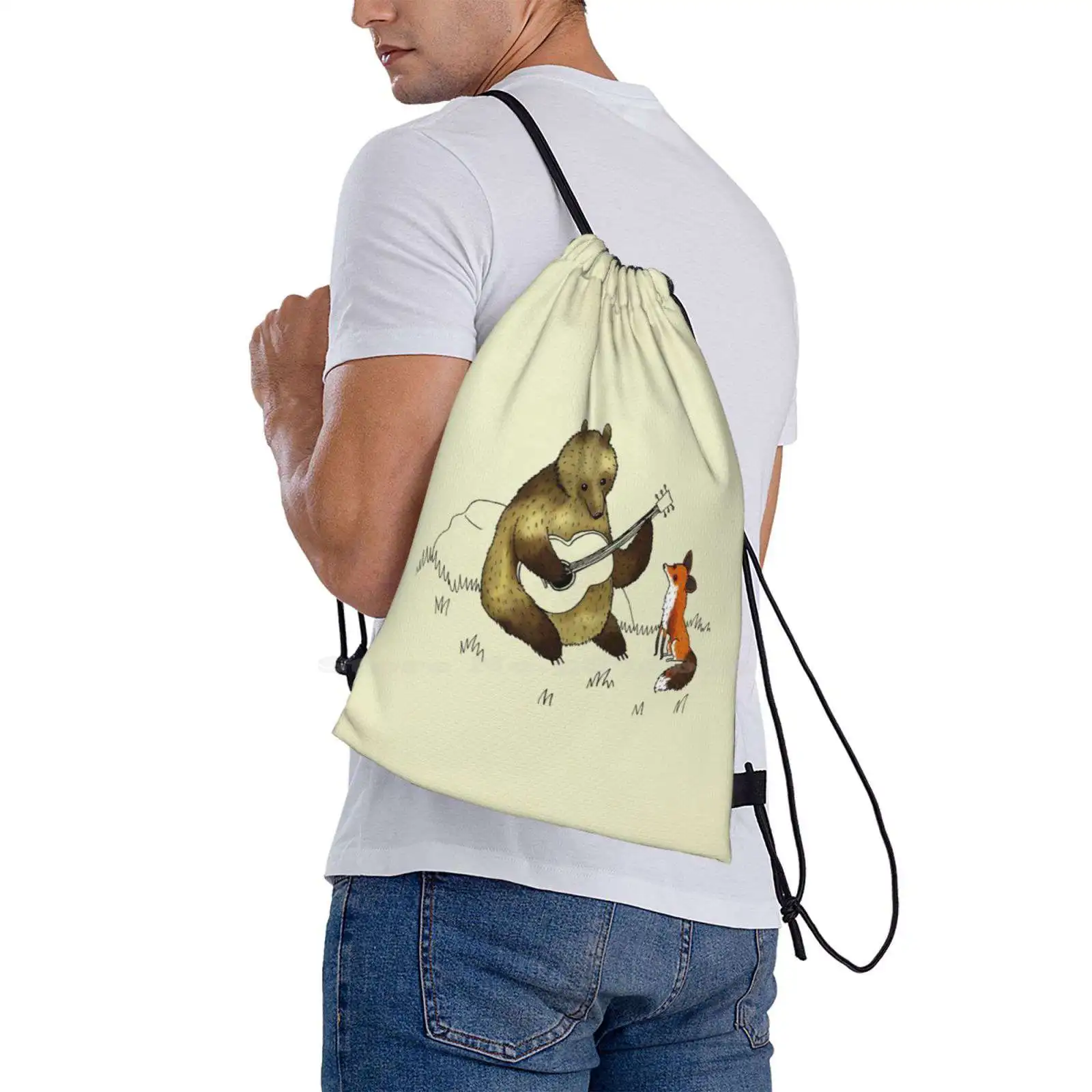 Рюкзак школьный Bear & Fox модный милый детский портфель с медведем и лисой Тимофей
