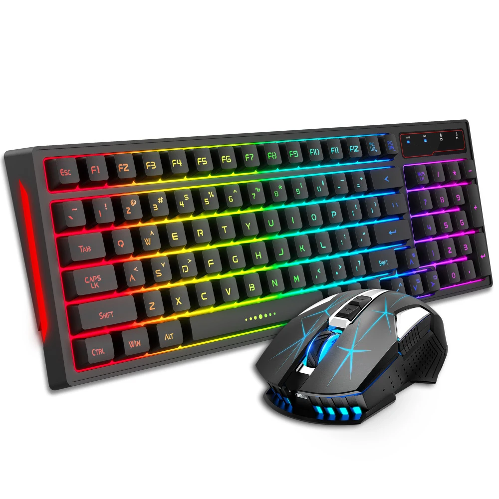 

LED Colorful Backlight Gamer Keyboard 7 Button Mouse Wireless PC Gaming Keyboard Mouse 96 Key For Office Home Computer Laptop